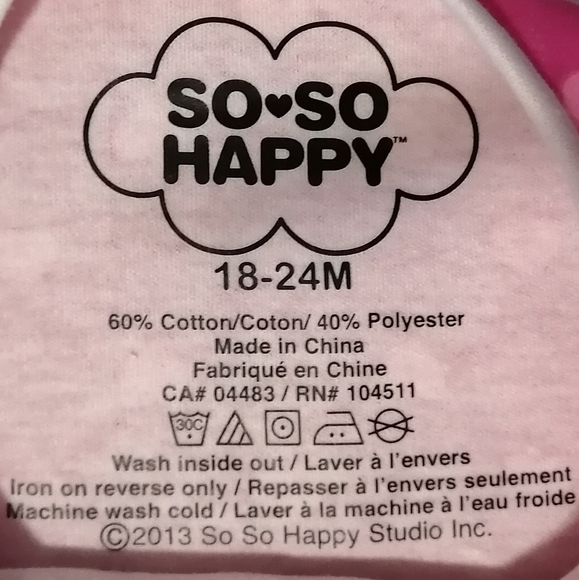 🔥SALE🔥 So So Happy "Sweet" Baby Girls Long Sleeved Onesie NWT Size 0-3M,18-24M - Picture 3 of 4